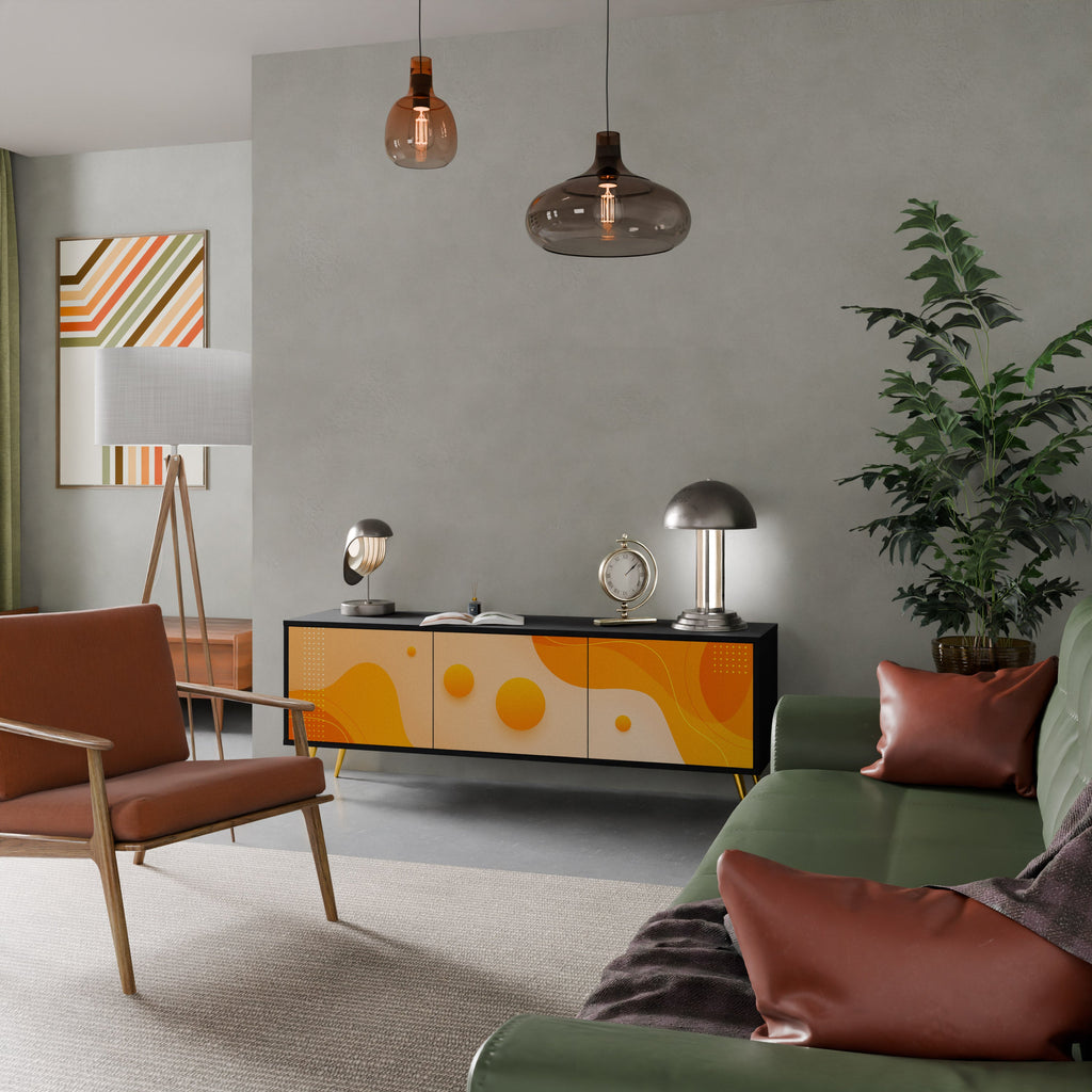 ORANGE ARRANGEMENT Móvel de TV com 3 Portas em Acabamento Preto