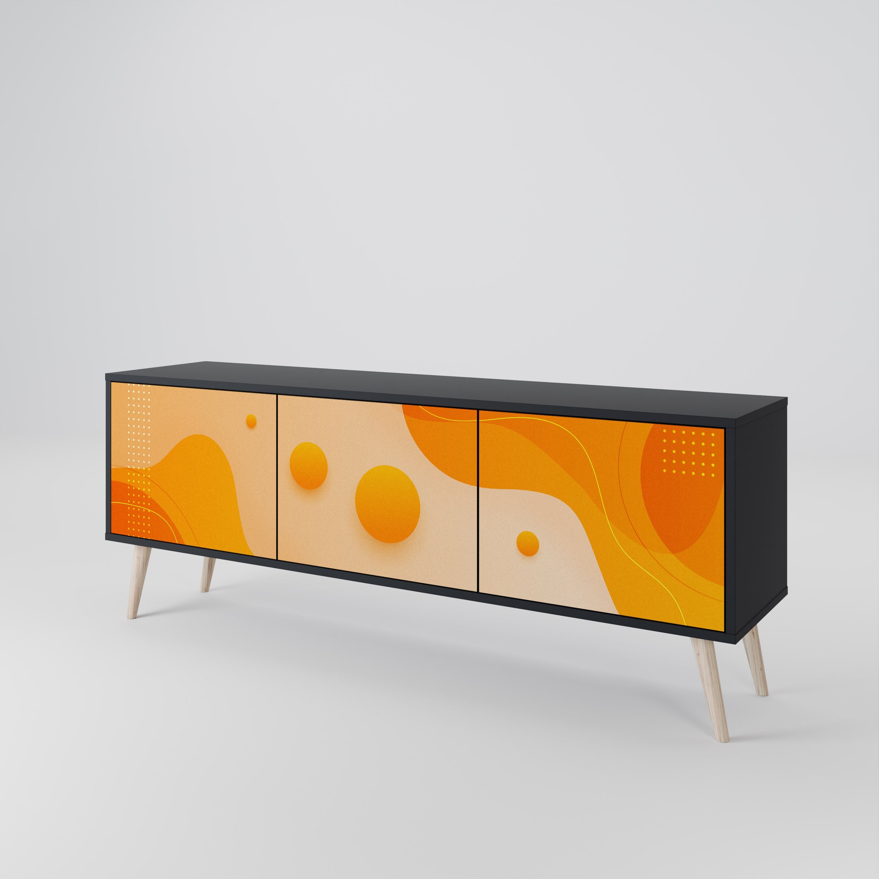 ORANGE ARRANGEMENT Móvel de TV com 3 Portas em Acabamento Preto