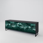 POLYGONAL FLOATING Móvel de TV com 3 Portas em Acabamento Preto