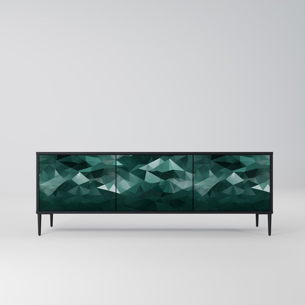 POLYGONAL FLOATING Móvel de TV com 3 Portas em Acabamento Preto