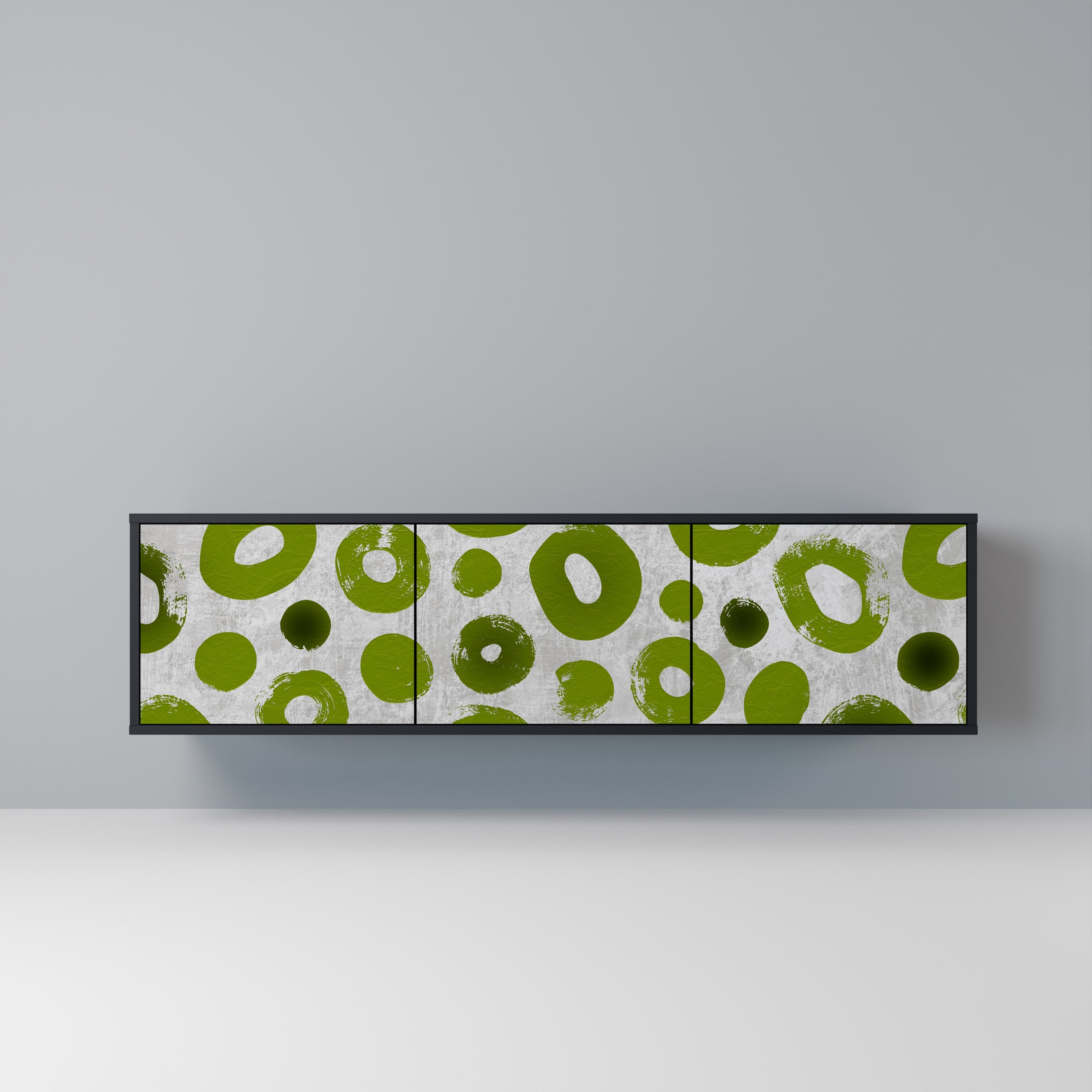 GREEN RHAPSODY Móvel de TV com 3 Portas em Acabamento Preto