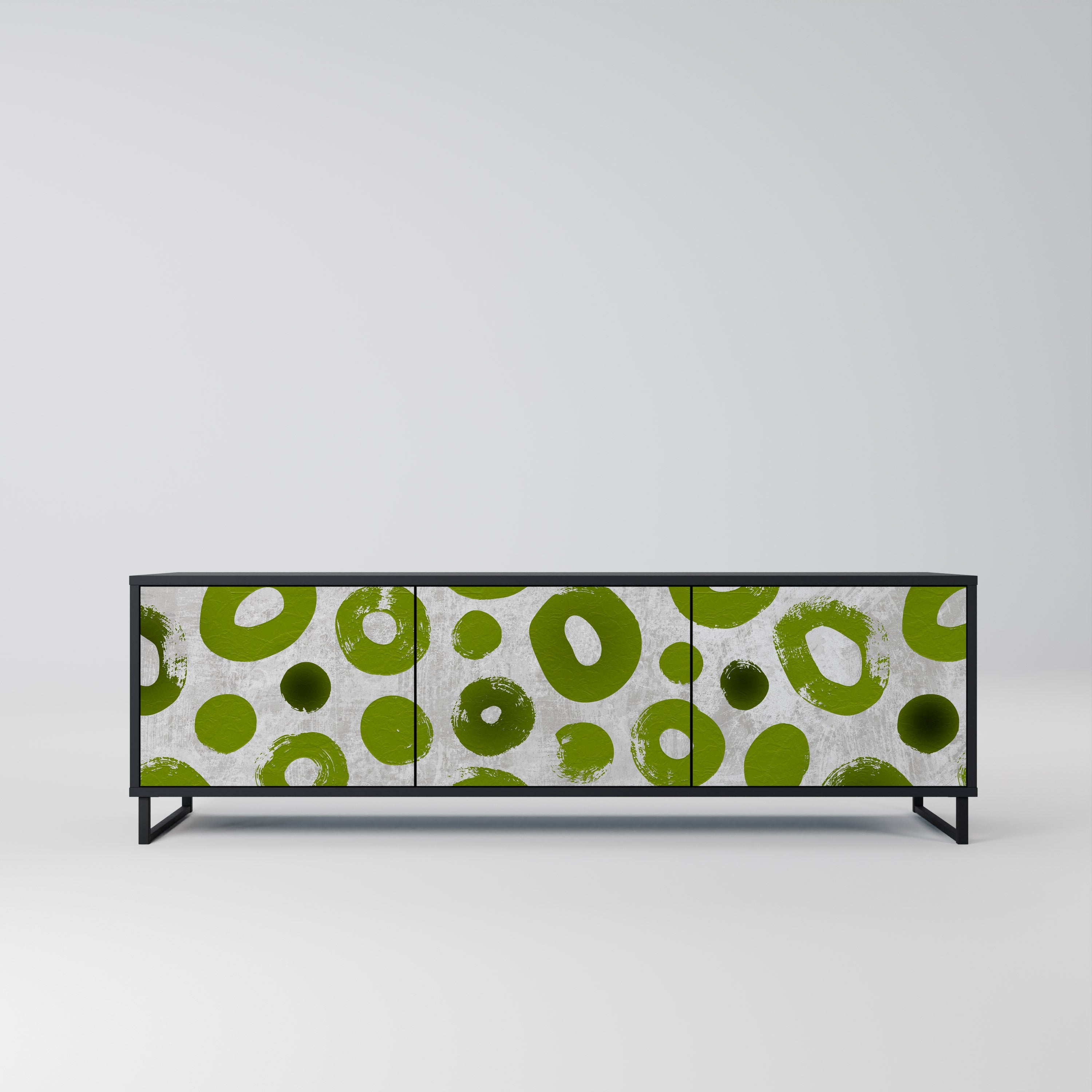 GREEN RHAPSODY Móvel de TV com 3 Portas em Acabamento Preto