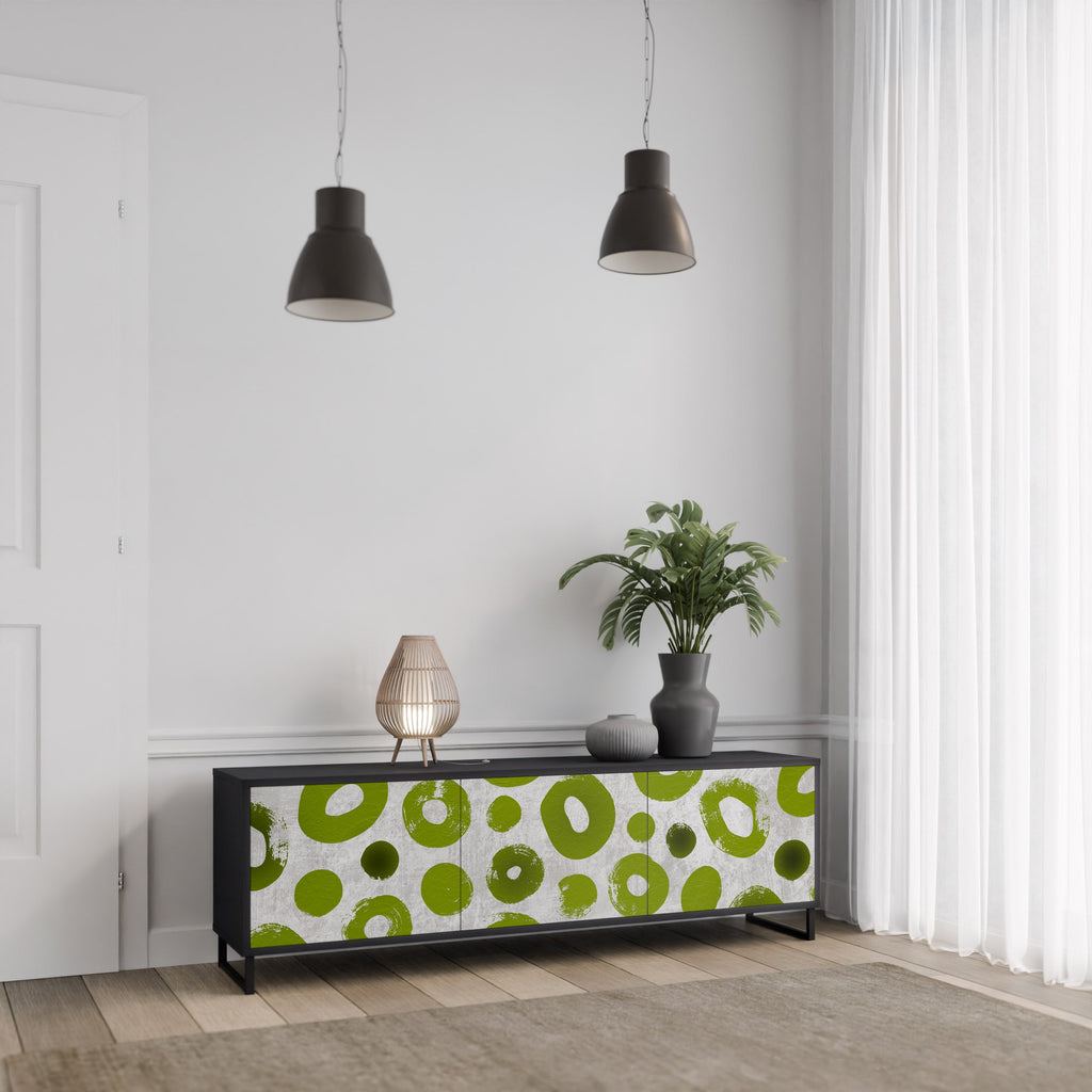 GREEN RHAPSODY Móvel de TV com 3 Portas em Acabamento Preto