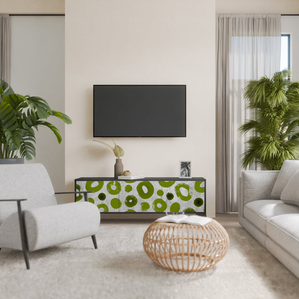 GREEN RHAPSODY Móvel de TV com 3 Portas em Acabamento Preto