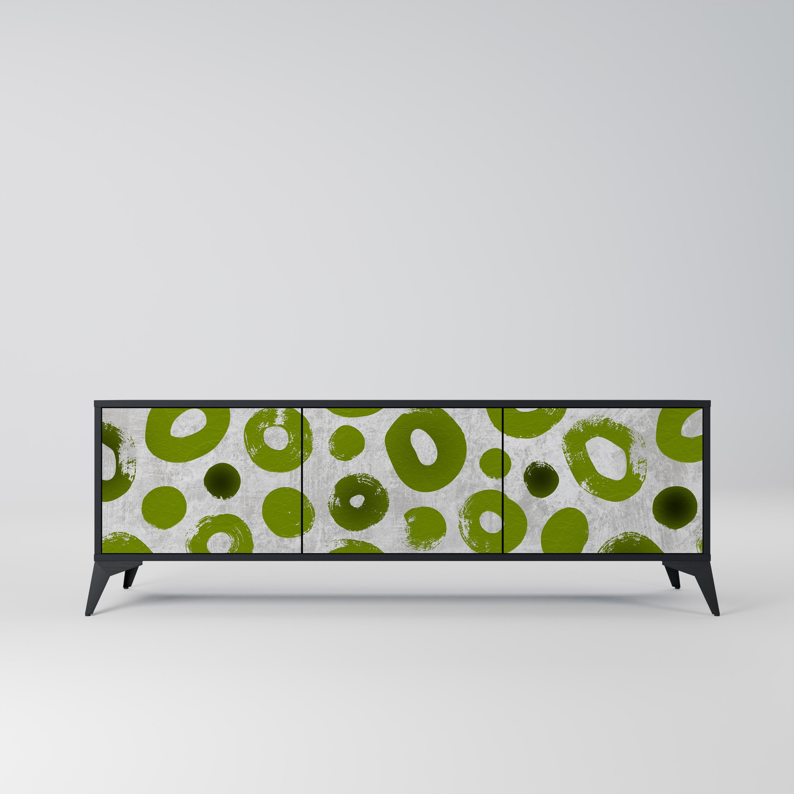 GREEN RHAPSODY Móvel de TV com 3 Portas em Acabamento Preto