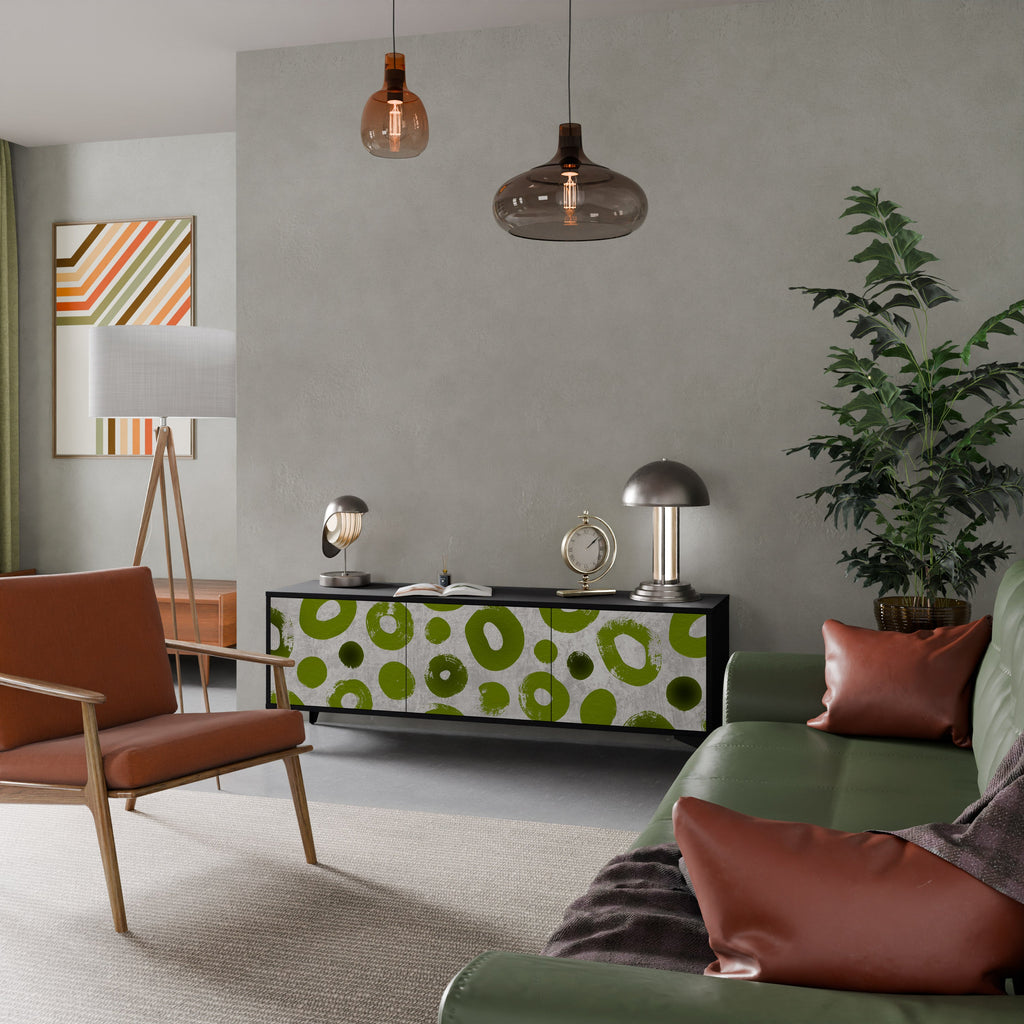 GREEN RHAPSODY Móvel de TV com 3 Portas em Acabamento Preto