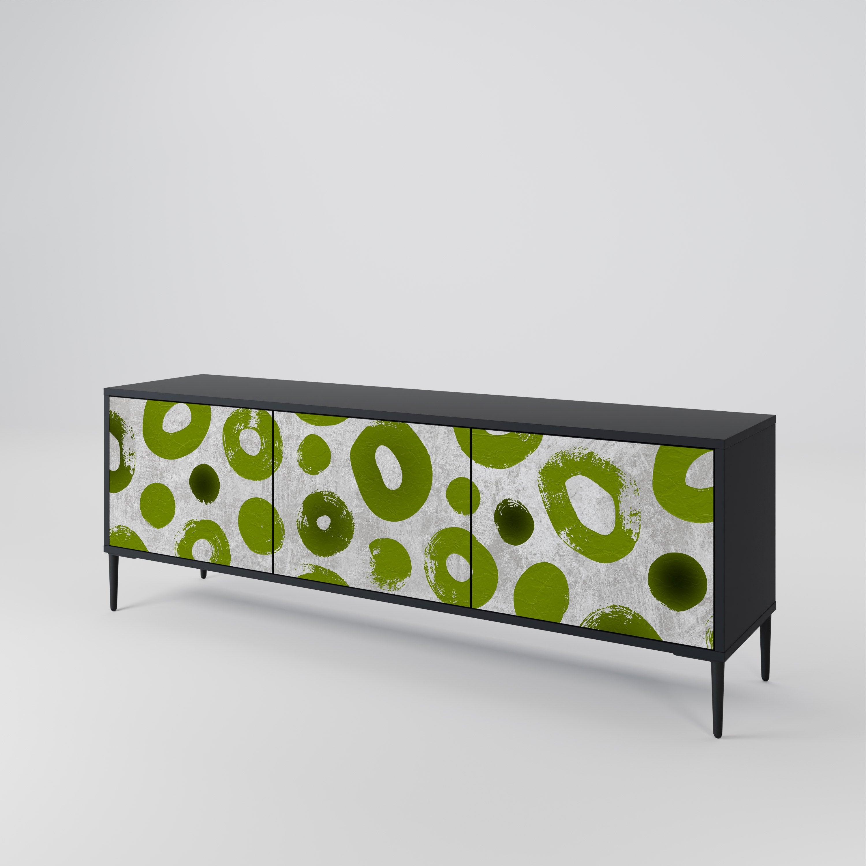 GREEN RHAPSODY Móvel de TV com 3 Portas em Acabamento Preto