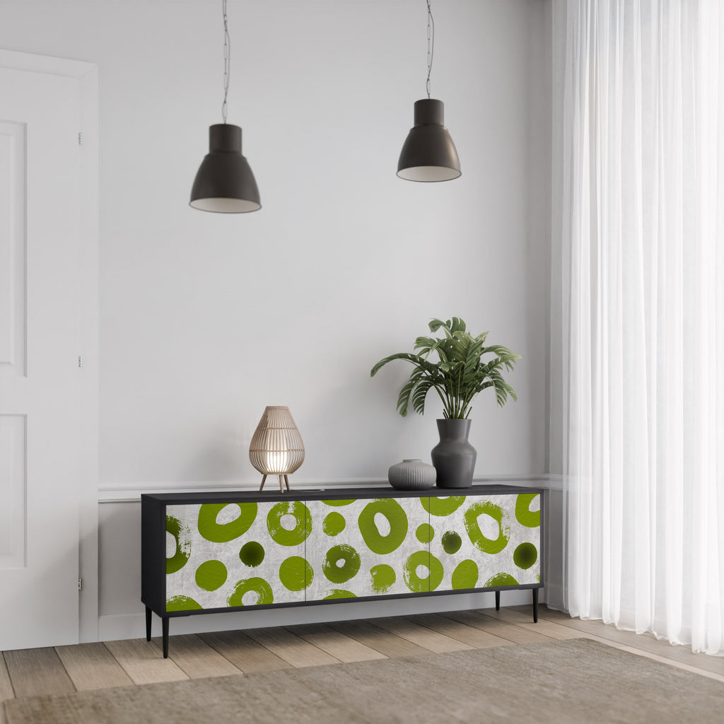 GREEN RHAPSODY Móvel de TV com 3 Portas em Acabamento Preto