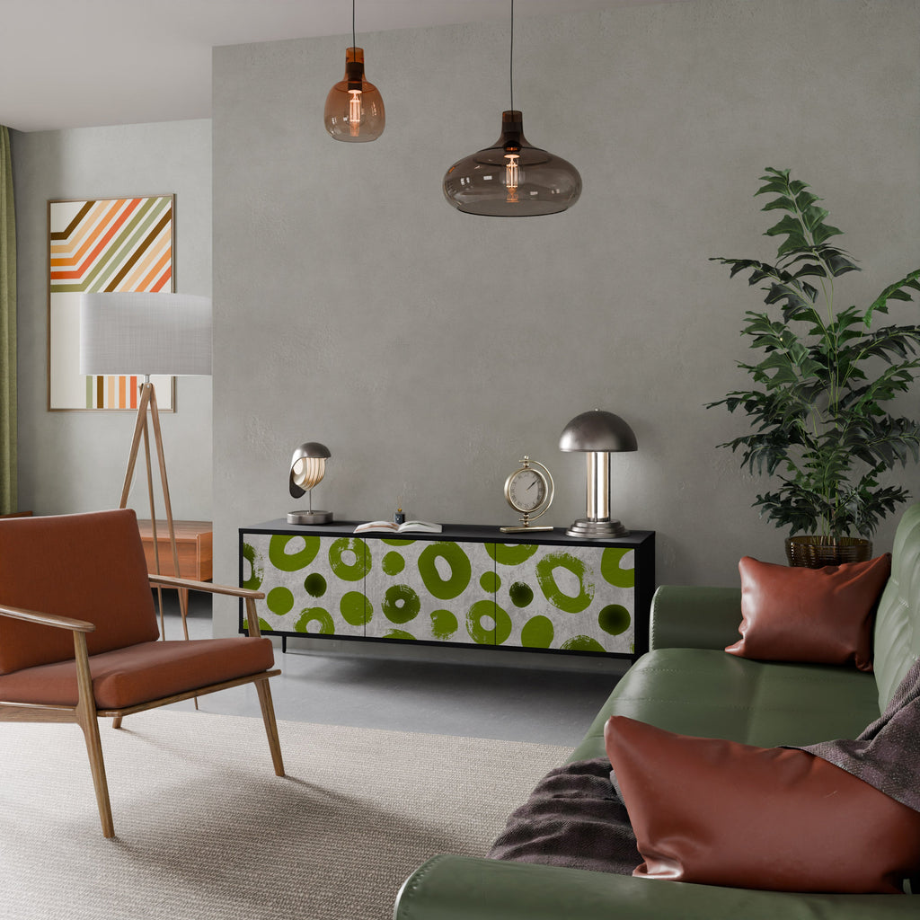 GREEN RHAPSODY Móvel de TV com 3 Portas em Acabamento Preto