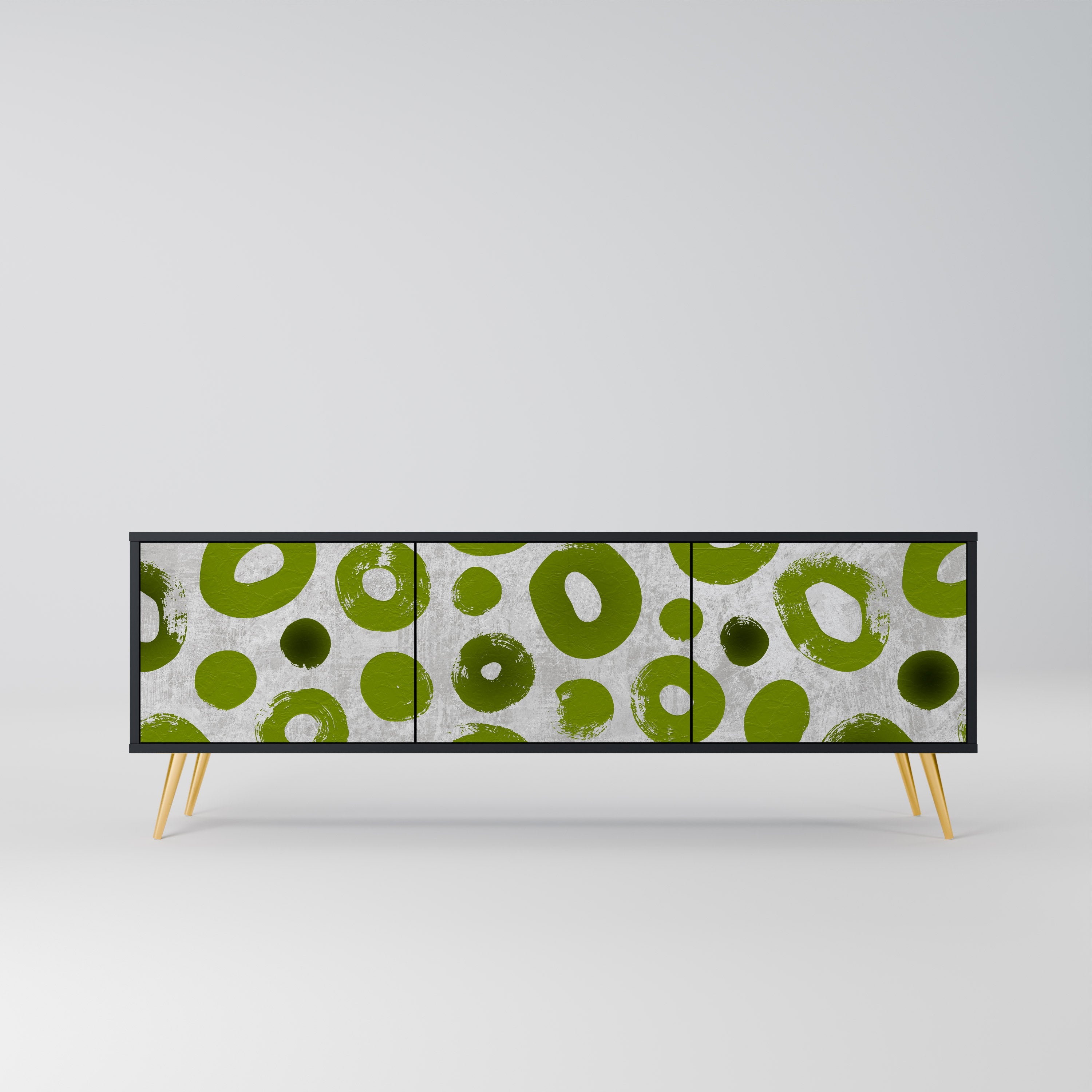 GREEN RHAPSODY Móvel de TV com 3 Portas em Acabamento Preto