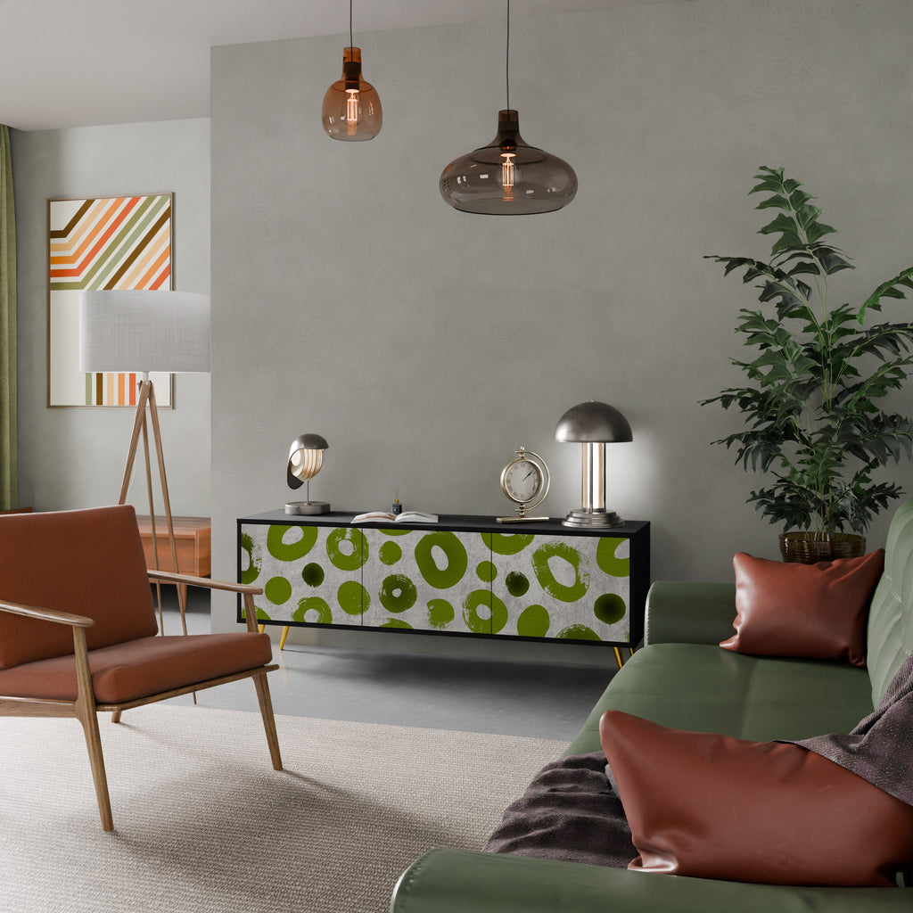 GREEN RHAPSODY Móvel de TV com 3 Portas em Acabamento Preto