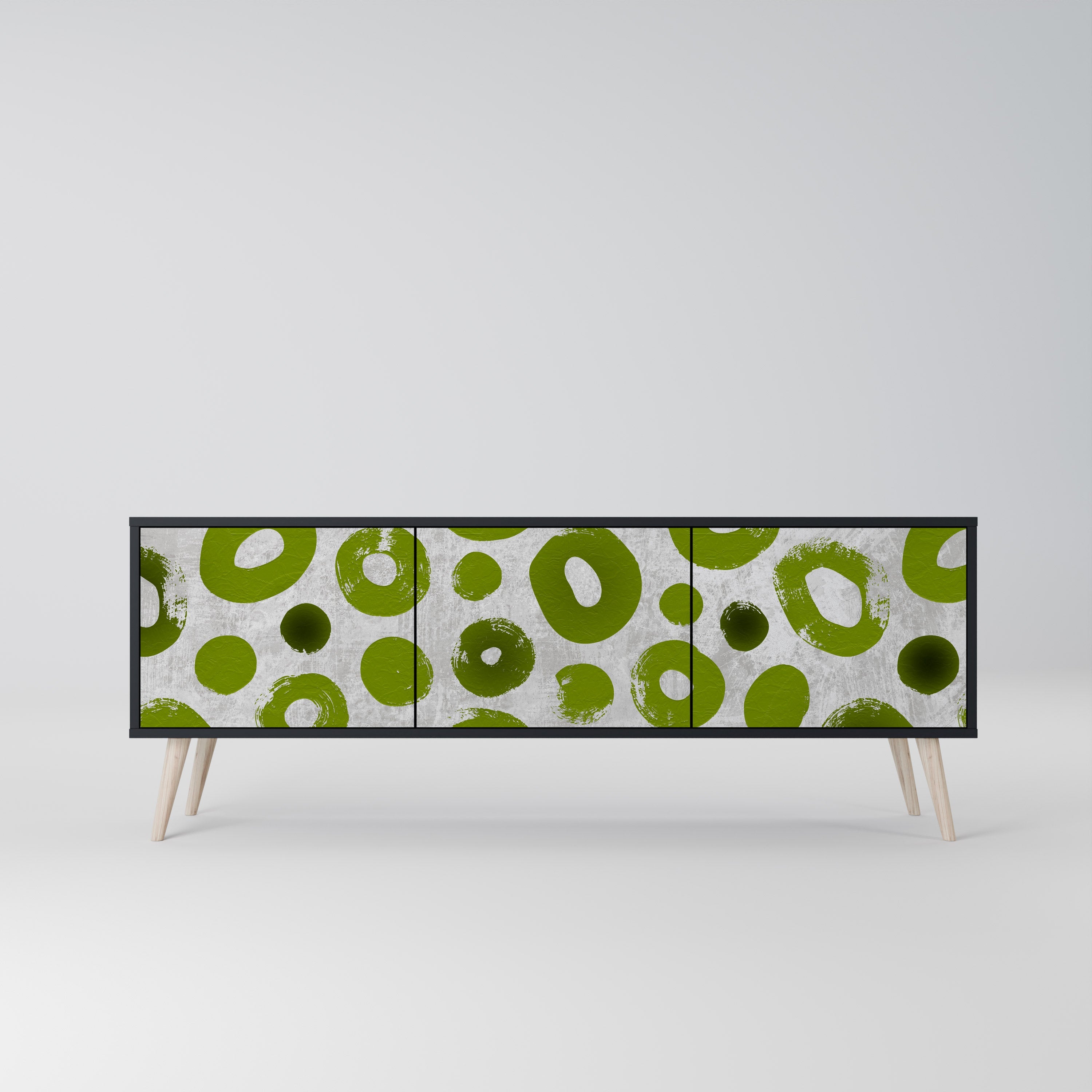 GREEN RHAPSODY Móvel de TV com 3 Portas em Acabamento Preto