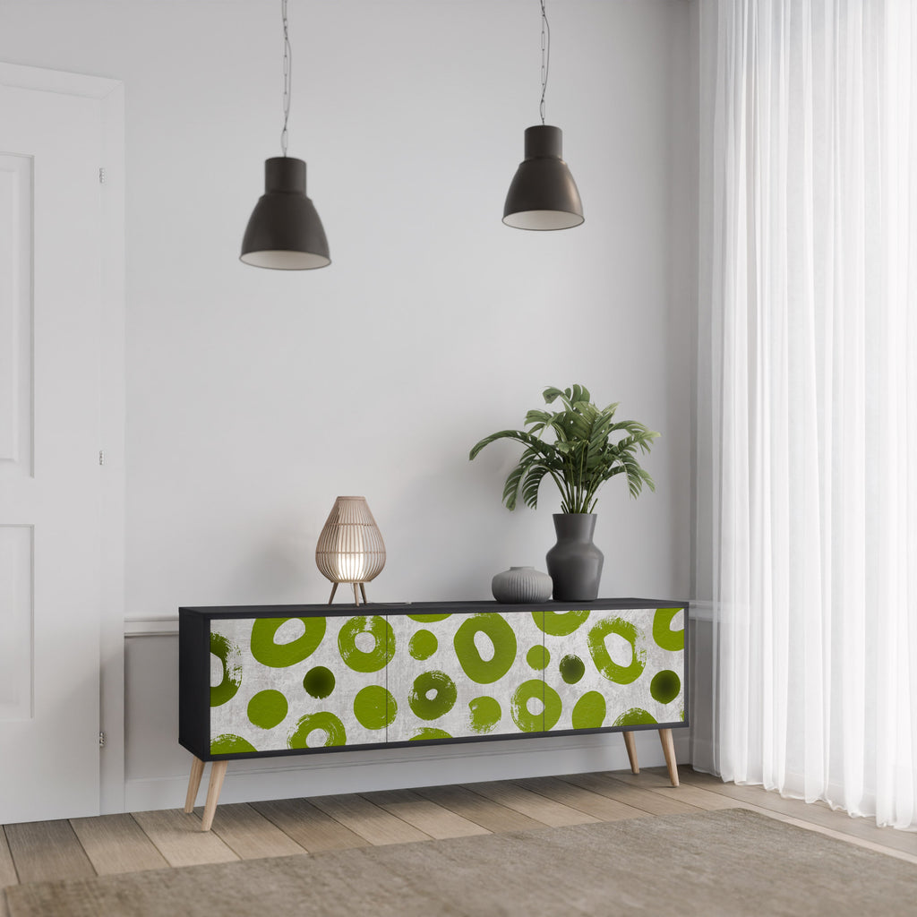 GREEN RHAPSODY Móvel de TV com 3 Portas em Acabamento Preto