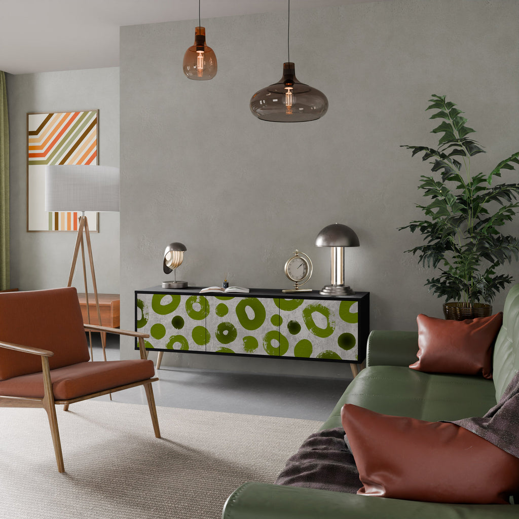 GREEN RHAPSODY Móvel de TV com 3 Portas em Acabamento Preto