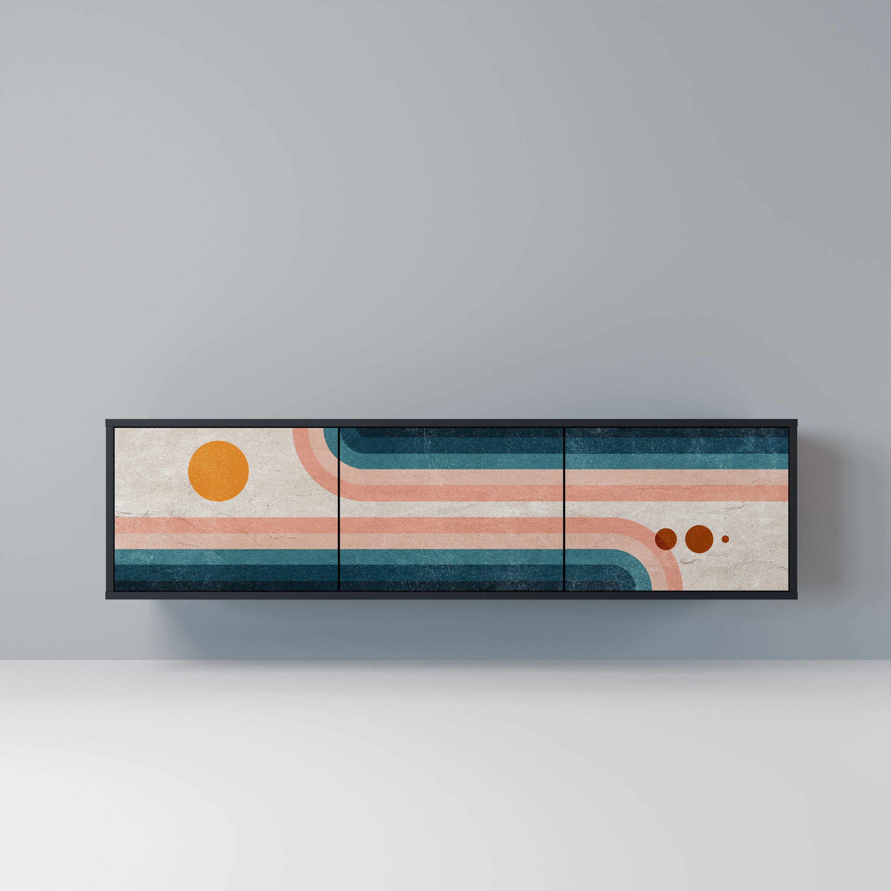 TWO HALVES Móvel de TV com 3 Portas em Acabamento Preto