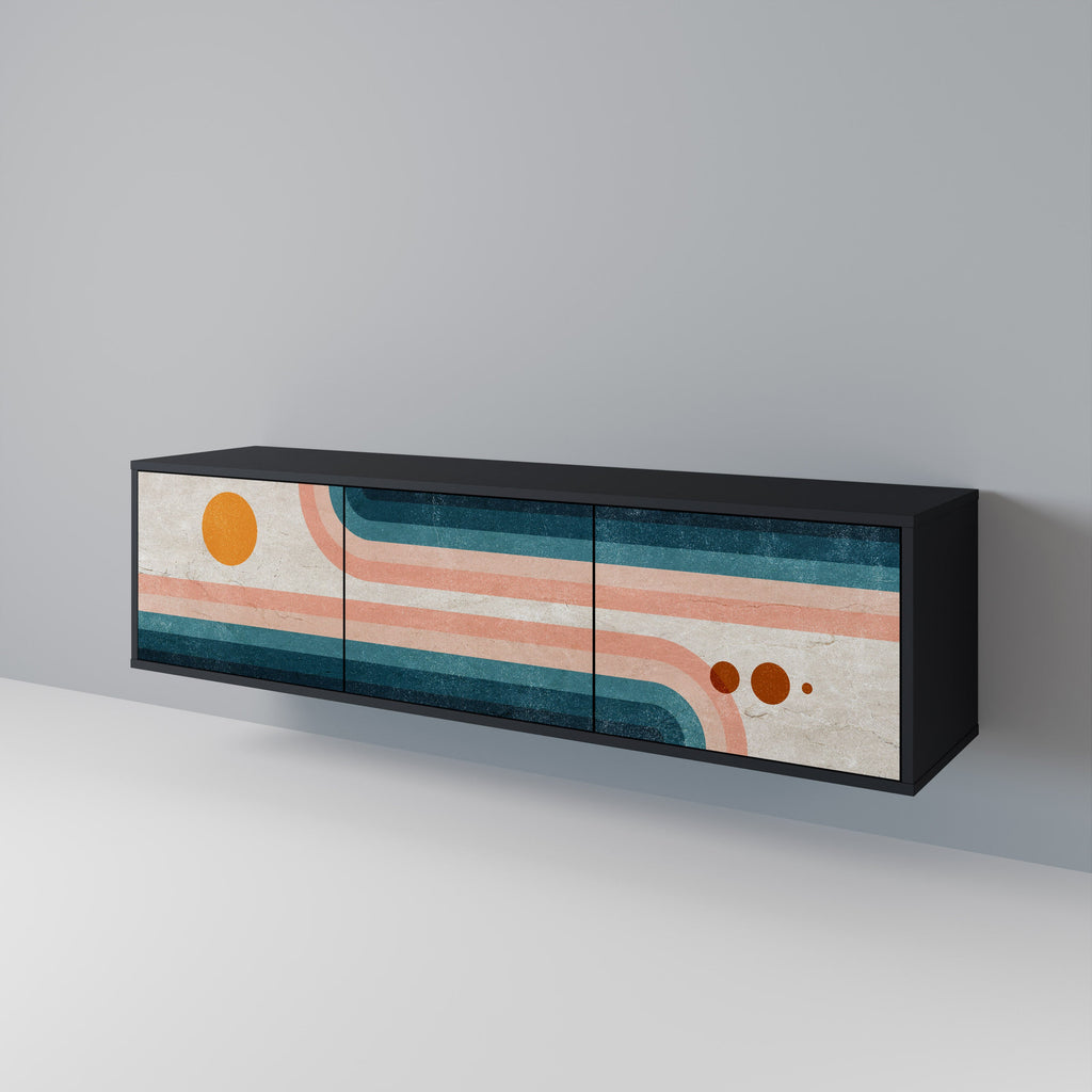 TWO HALVES Móvel de TV com 3 Portas em Acabamento Preto