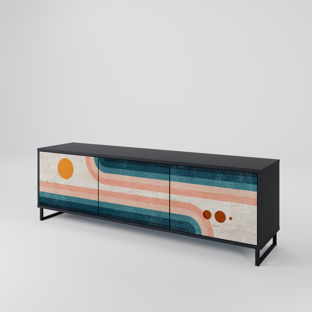 TWO HALVES Móvel de TV com 3 Portas em Acabamento Preto