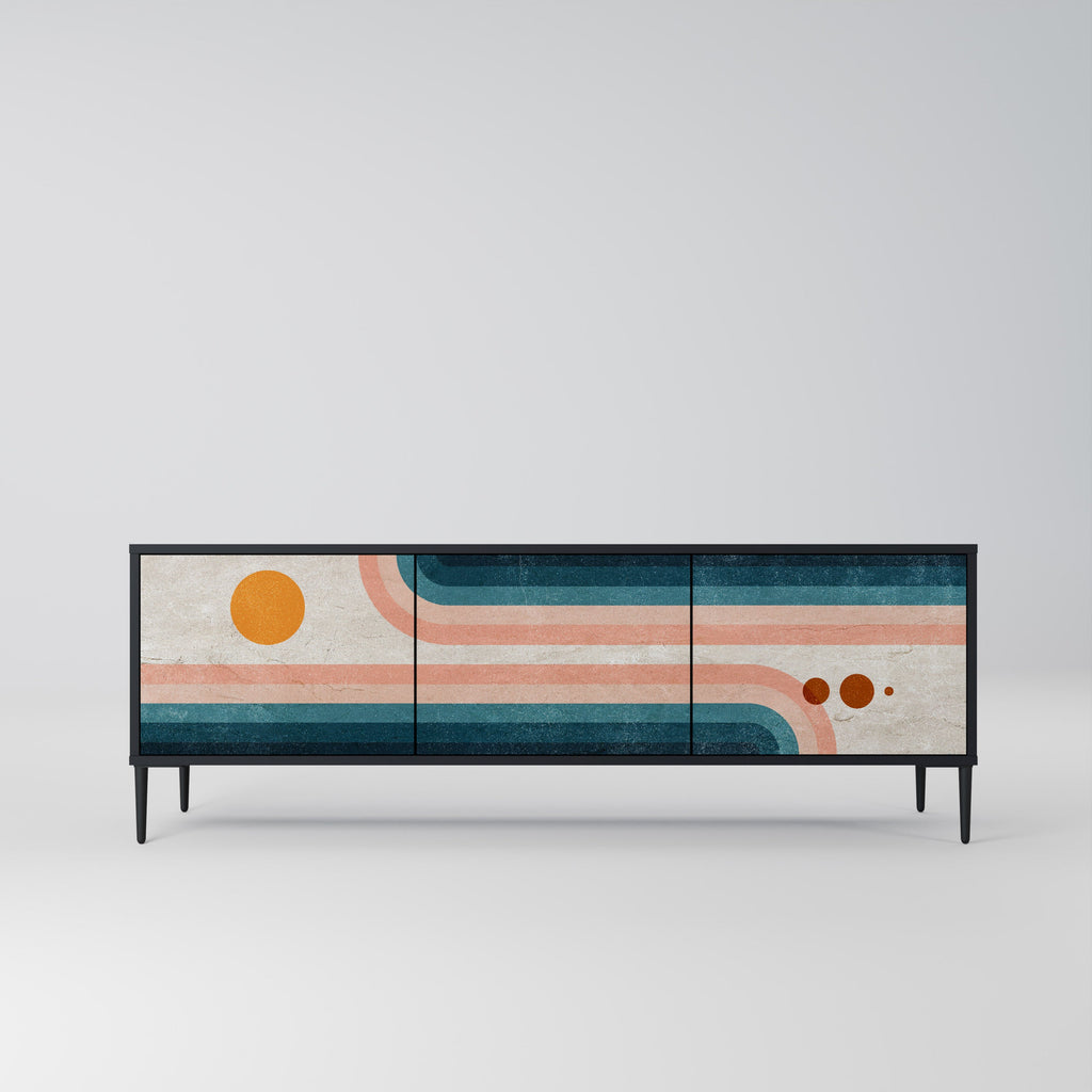 TWO HALVES Móvel de TV com 3 Portas em Acabamento Preto