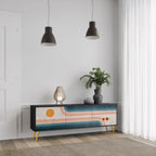 TWO HALVES Móvel de TV com 3 Portas em Acabamento Preto