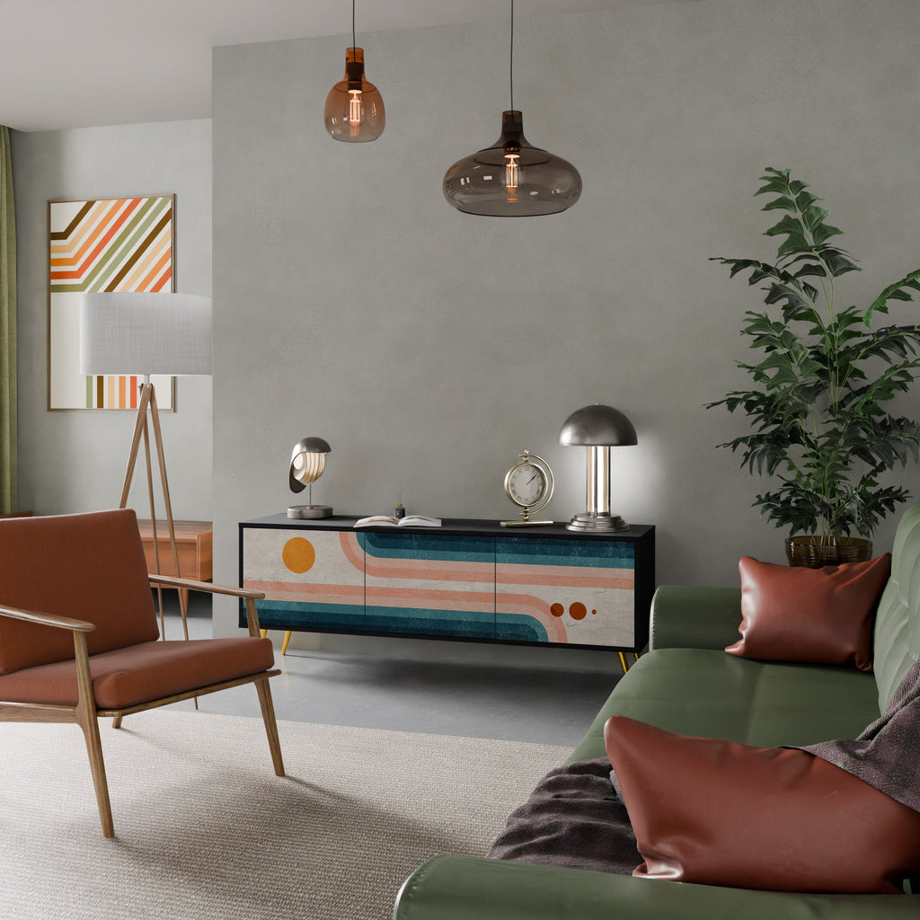 TWO HALVES Móvel de TV com 3 Portas em Acabamento Preto