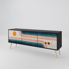 TWO HALVES Móvel de TV com 3 Portas em Acabamento Preto