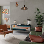 TWO HALVES Móvel de TV com 3 Portas em Acabamento Preto