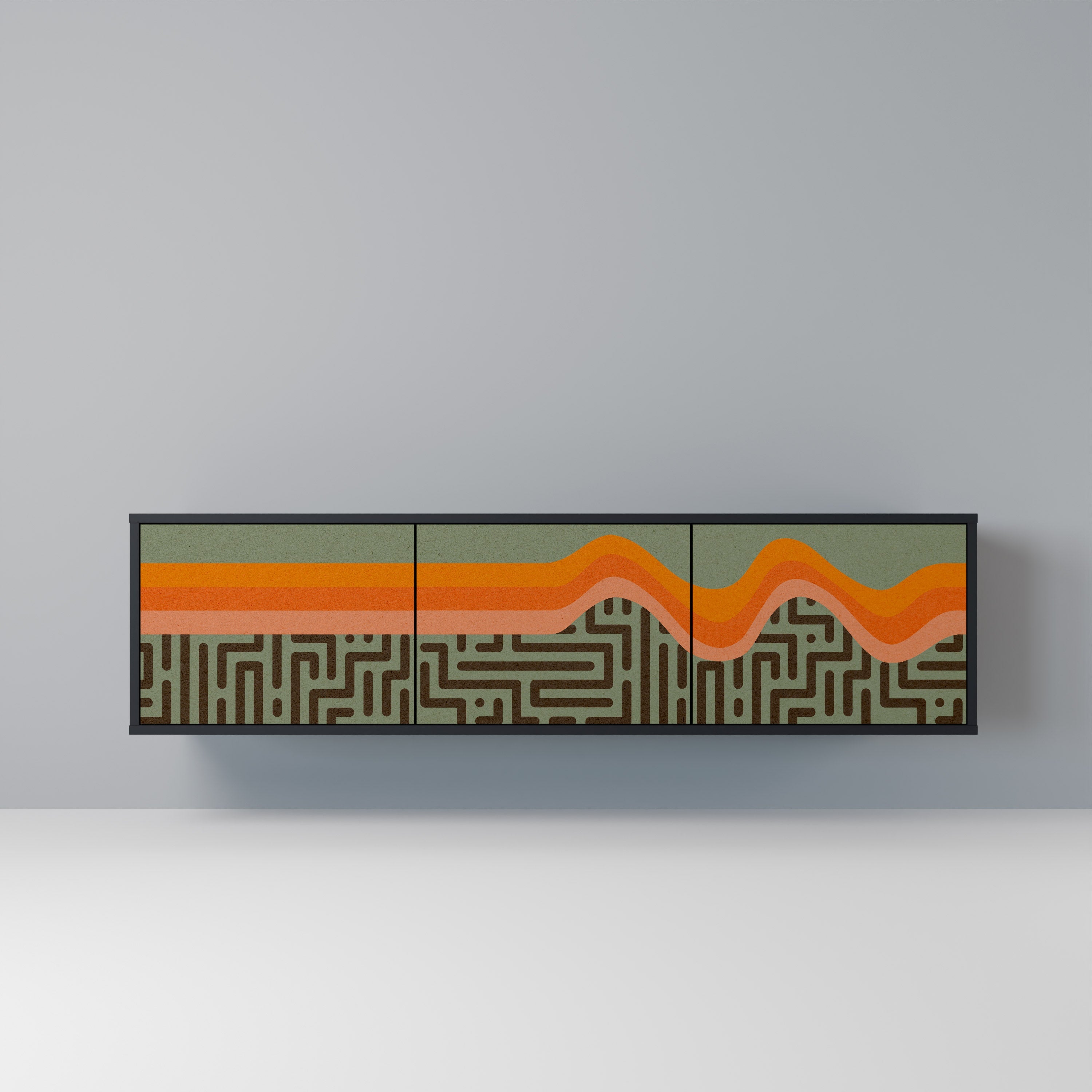 SIMPLE SOLUTIONS Móvel de TV com 3 Portas em Acabamento Preto