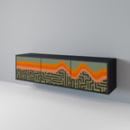 SIMPLE SOLUTIONS 3-Door TV Stand in Black Finish