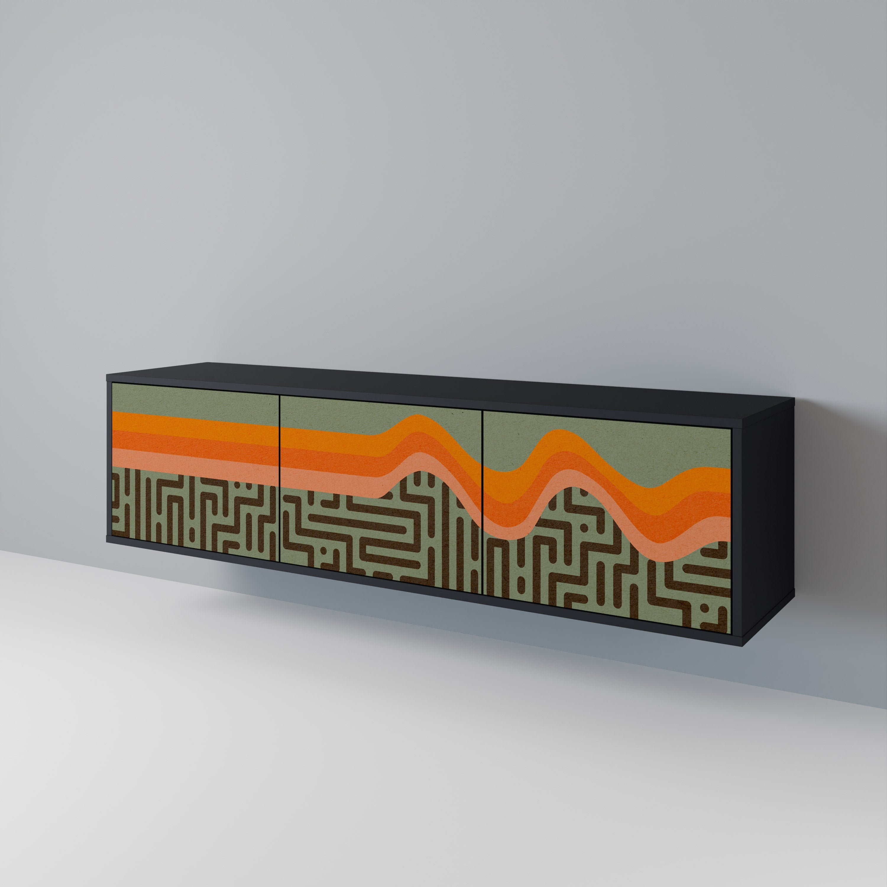 SIMPLE SOLUTIONS 3-Door TV Stand in Black Finish