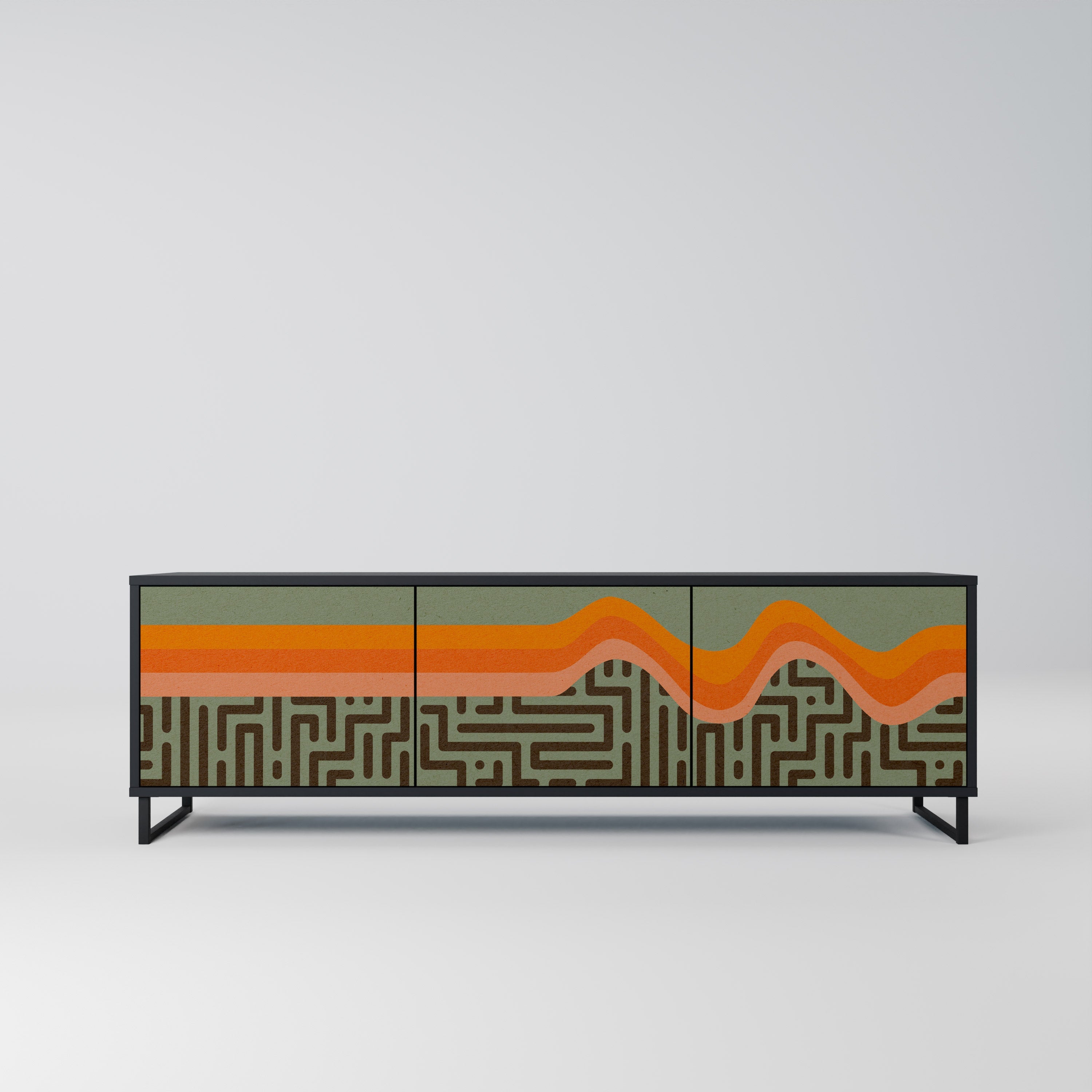 SIMPLE SOLUTIONS Móvel de TV com 3 Portas em Acabamento Preto