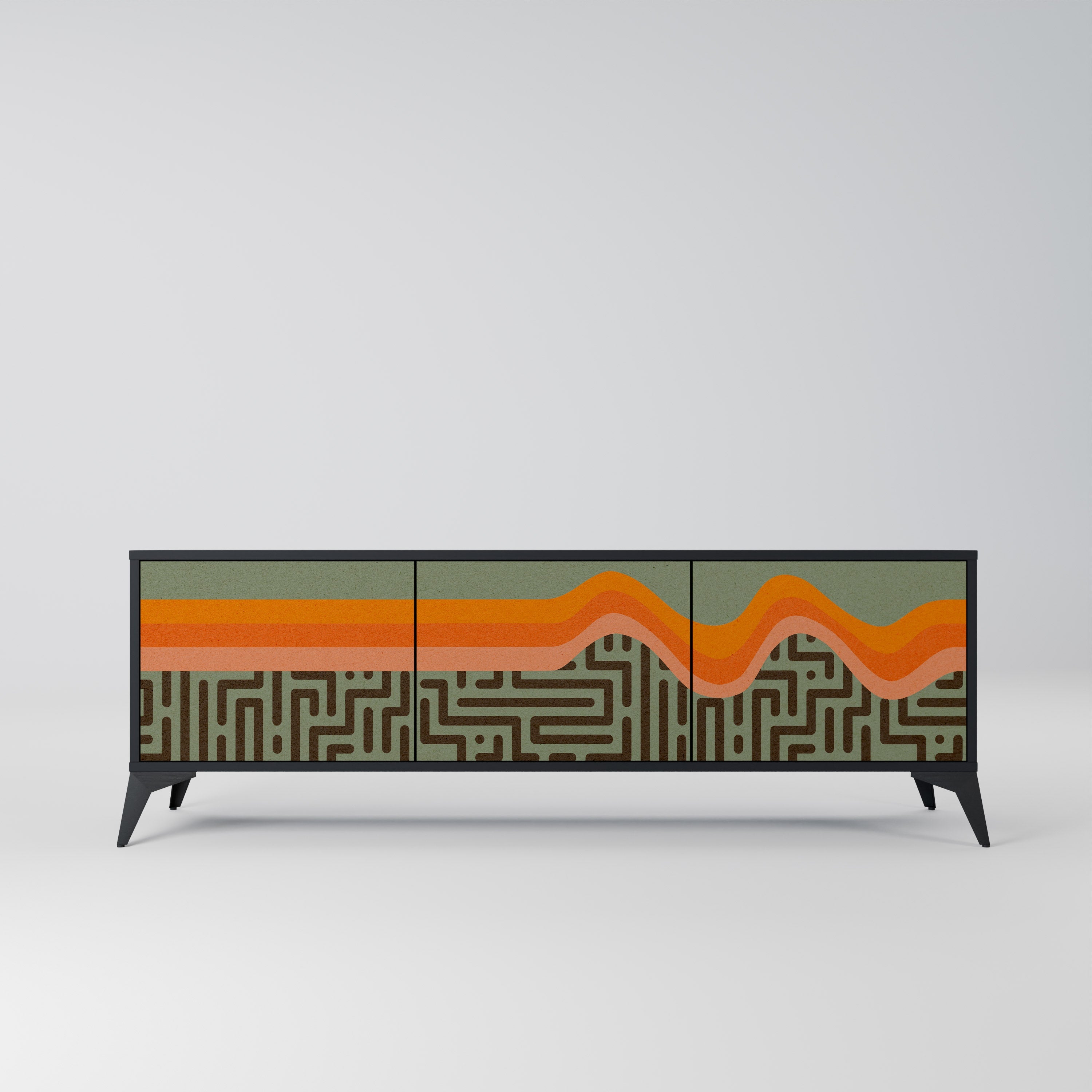 SIMPLE SOLUTIONS Móvel de TV com 3 Portas em Acabamento Preto