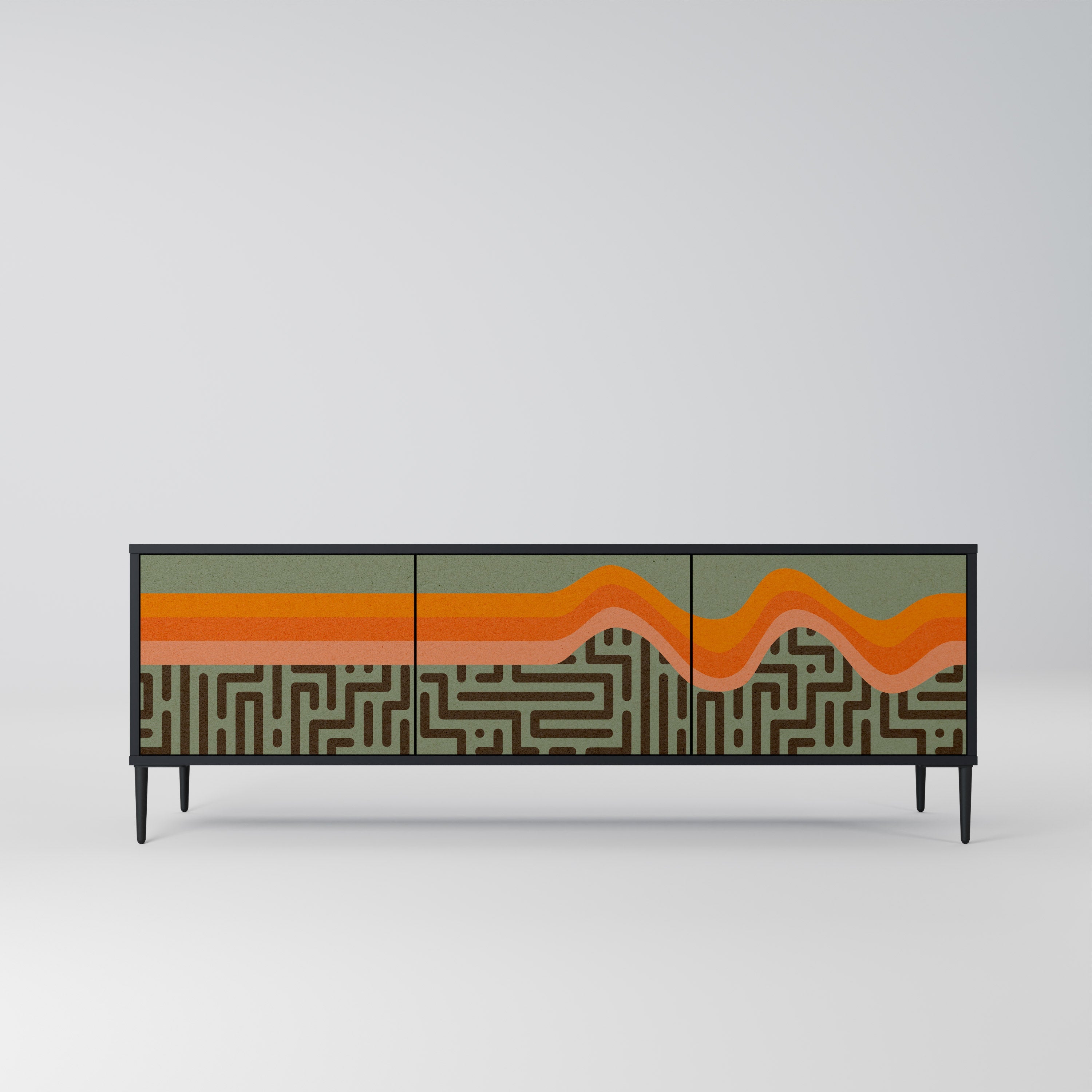 SIMPLE SOLUTIONS Móvel de TV com 3 Portas em Acabamento Preto