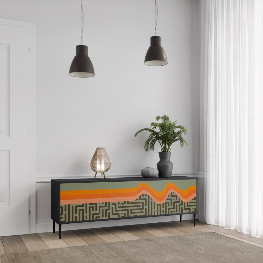 SIMPLE SOLUTIONS 3-Door TV Stand in Black Finish