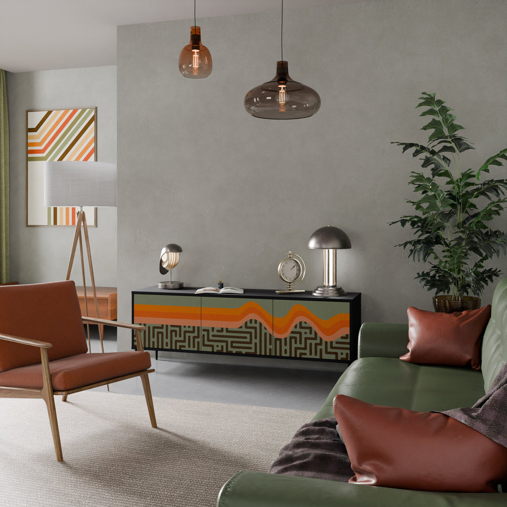 SIMPLE SOLUTIONS 3-Door TV Stand in Black Finish