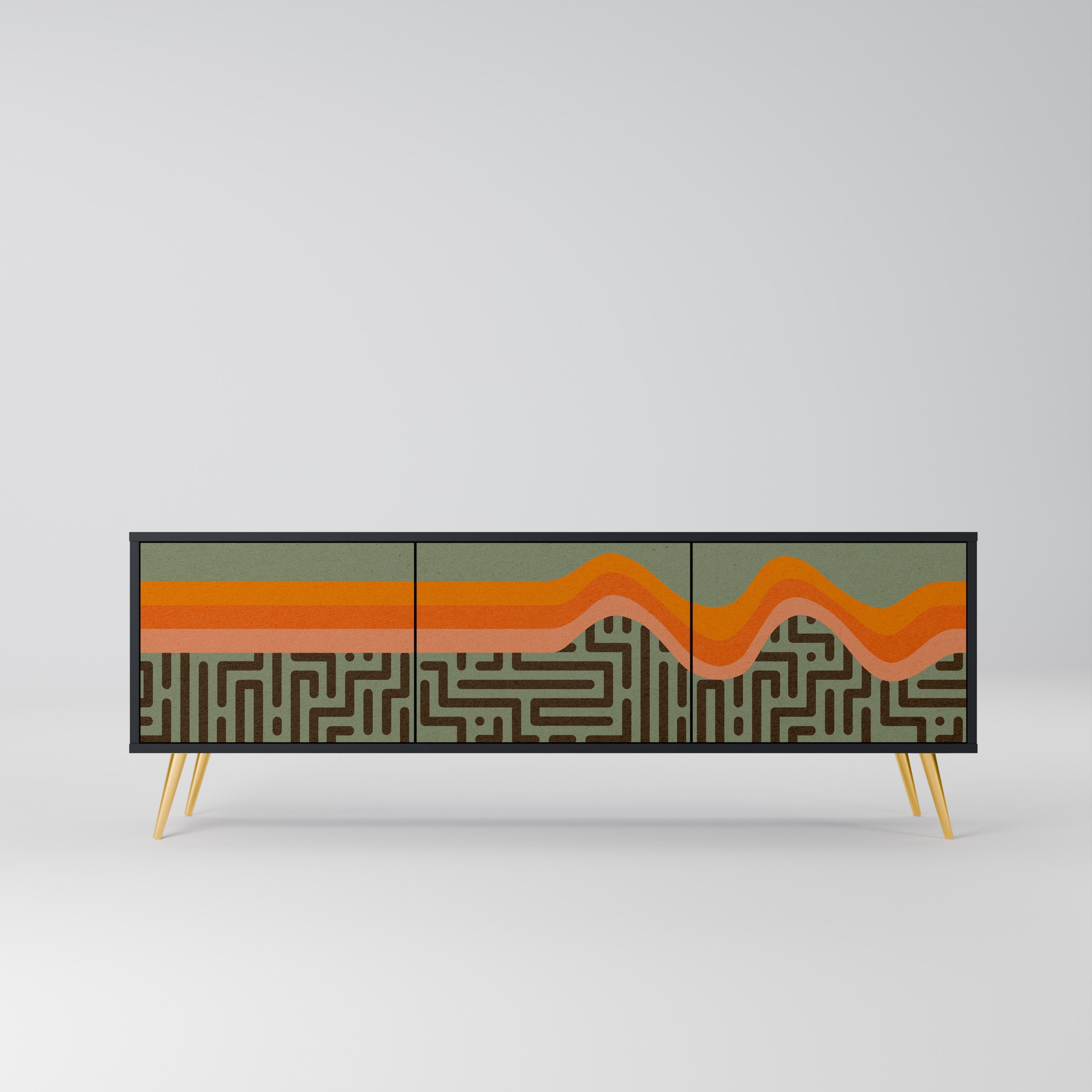 SIMPLE SOLUTIONS Móvel de TV com 3 Portas em Acabamento Preto