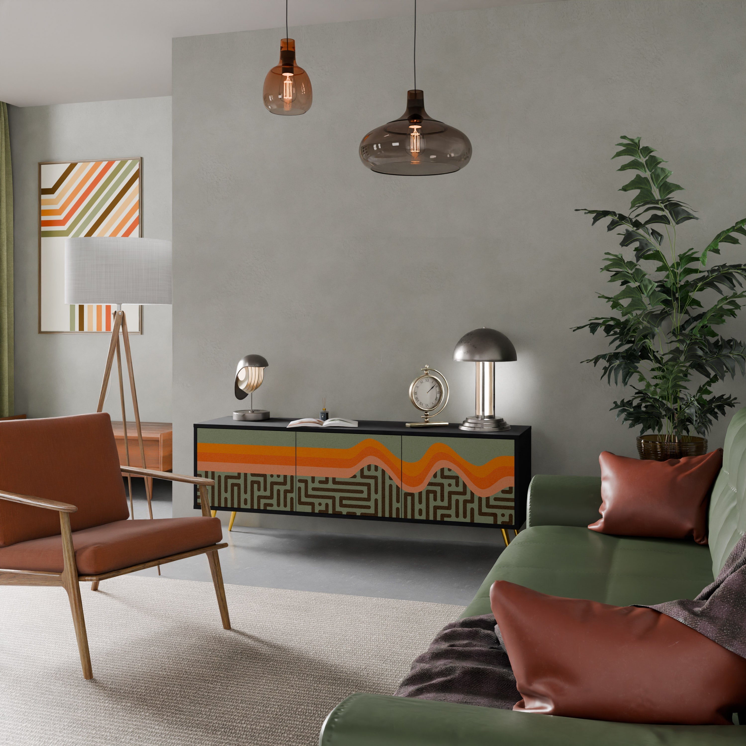 SIMPLE SOLUTIONS 3-Door TV Stand in Black Finish