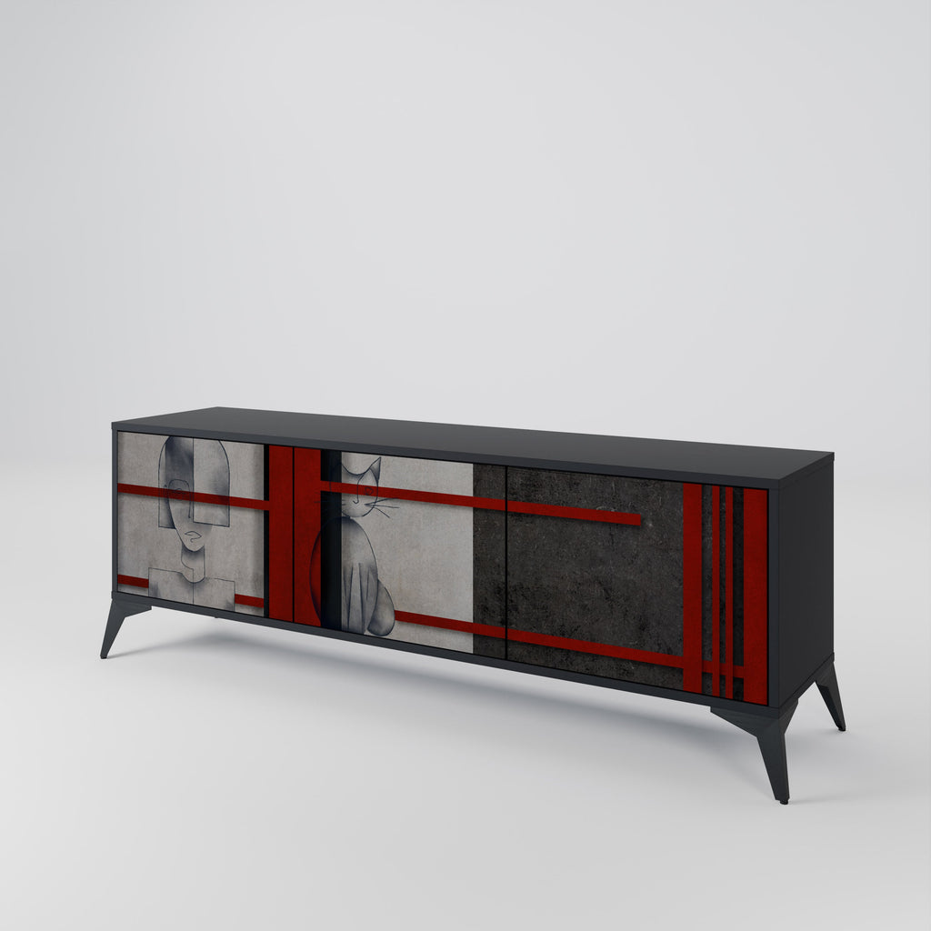 GRAY FIGURES Móvel de TV com 3 Portas em Acabamento Preto