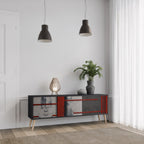 GRAY FIGURES Móvel de TV com 3 Portas em Acabamento Preto