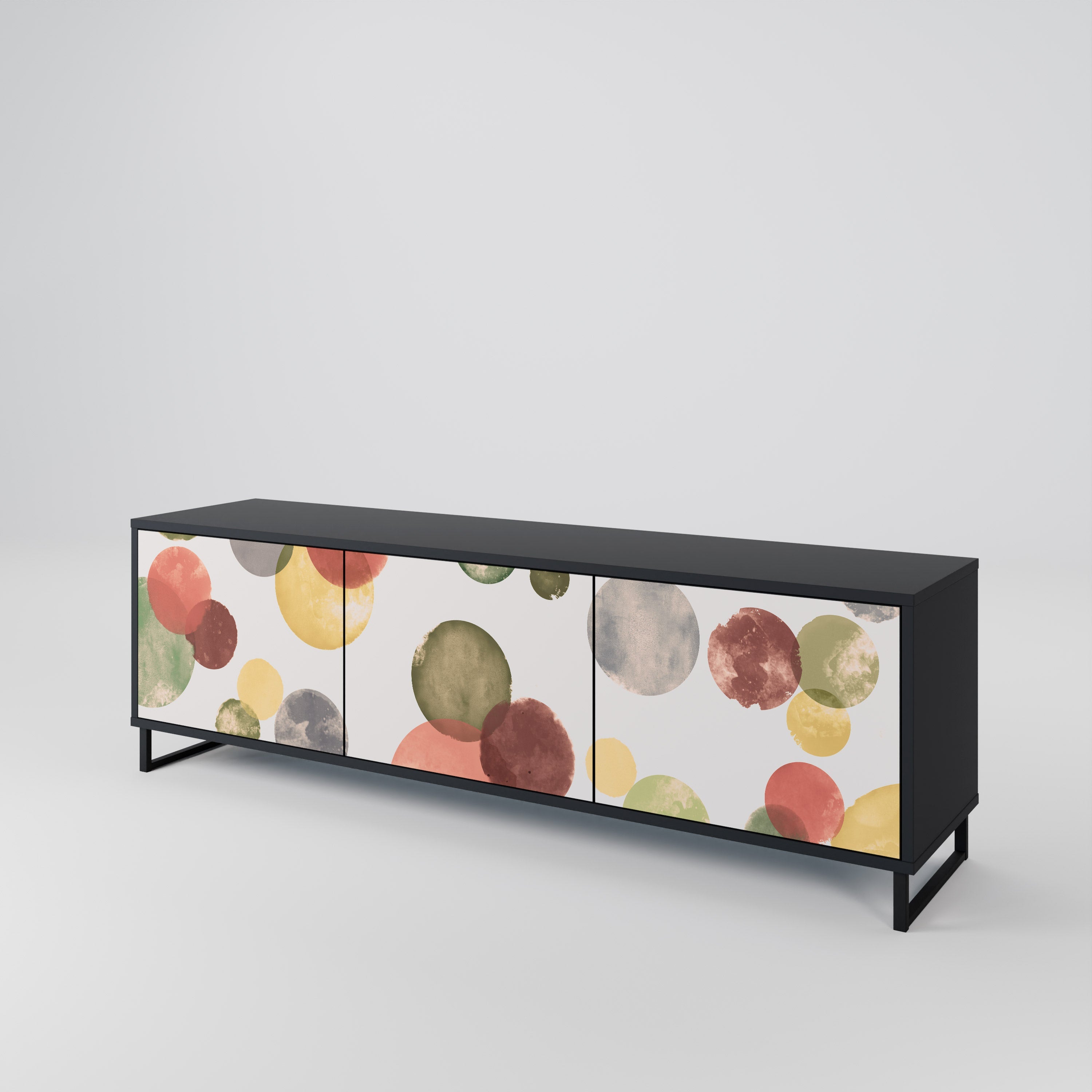 FLEETING HAPPINESS Móvel de TV com 3 Portas em Acabamento Preto