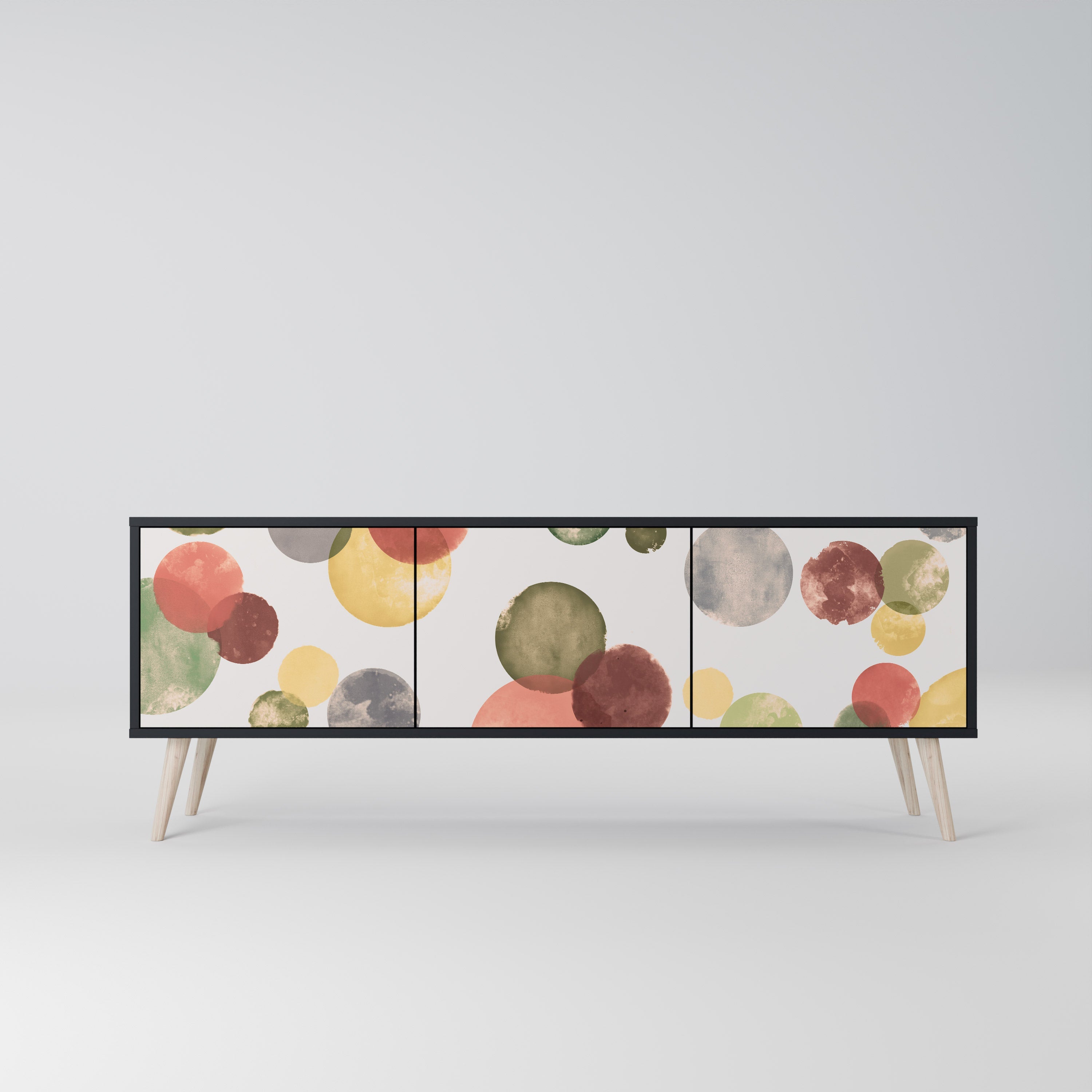 FLEETING HAPPINESS Móvel de TV com 3 Portas em Acabamento Preto