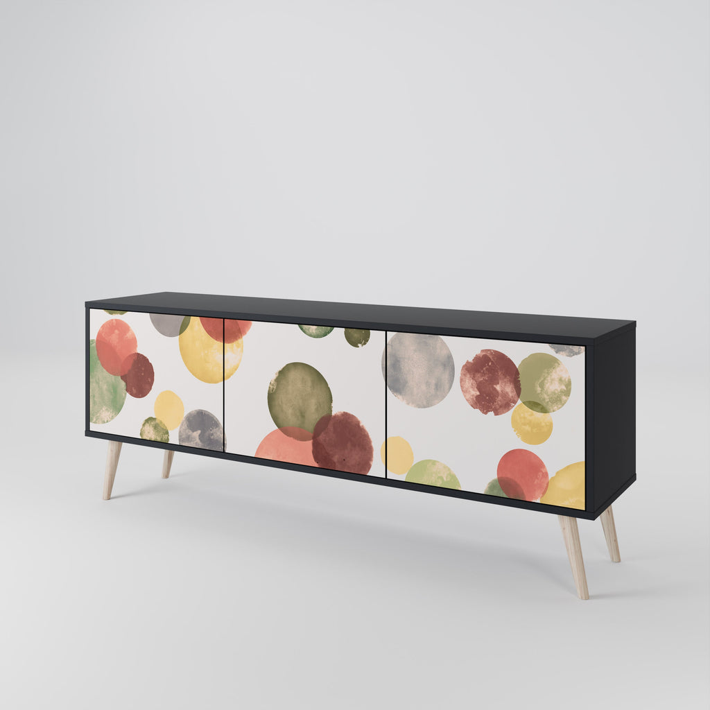 FLEETING HAPPINESS Móvel de TV com 3 Portas em Acabamento Preto