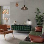 ROYAL MEDALLION 3-Door TV Stand in Black Finish