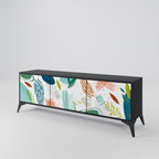 BOTANICAL HURRICANE Móvel de TV com 3 Portas em Acabamento Preto