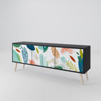 BOTANICAL HURRICANE Móvel de TV com 3 Portas em Acabamento Preto