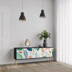 BOTANICAL HURRICANE Móvel de TV com 3 Portas em Acabamento Preto