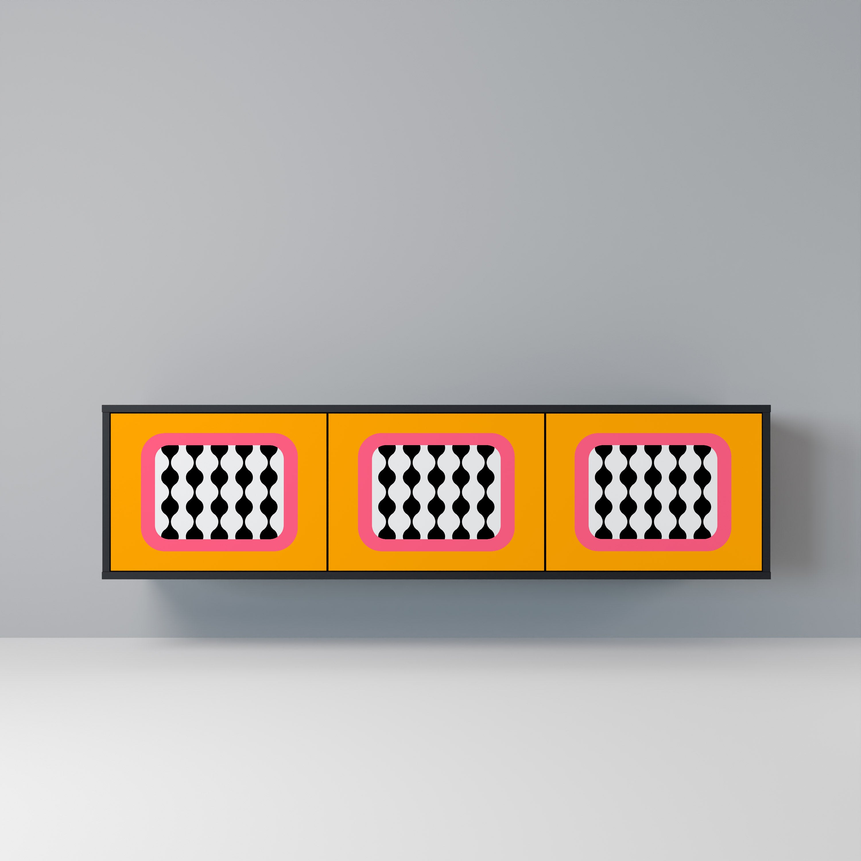 TEARS IN HEAVEN Móvel de TV com 3 Portas em Acabamento Preto