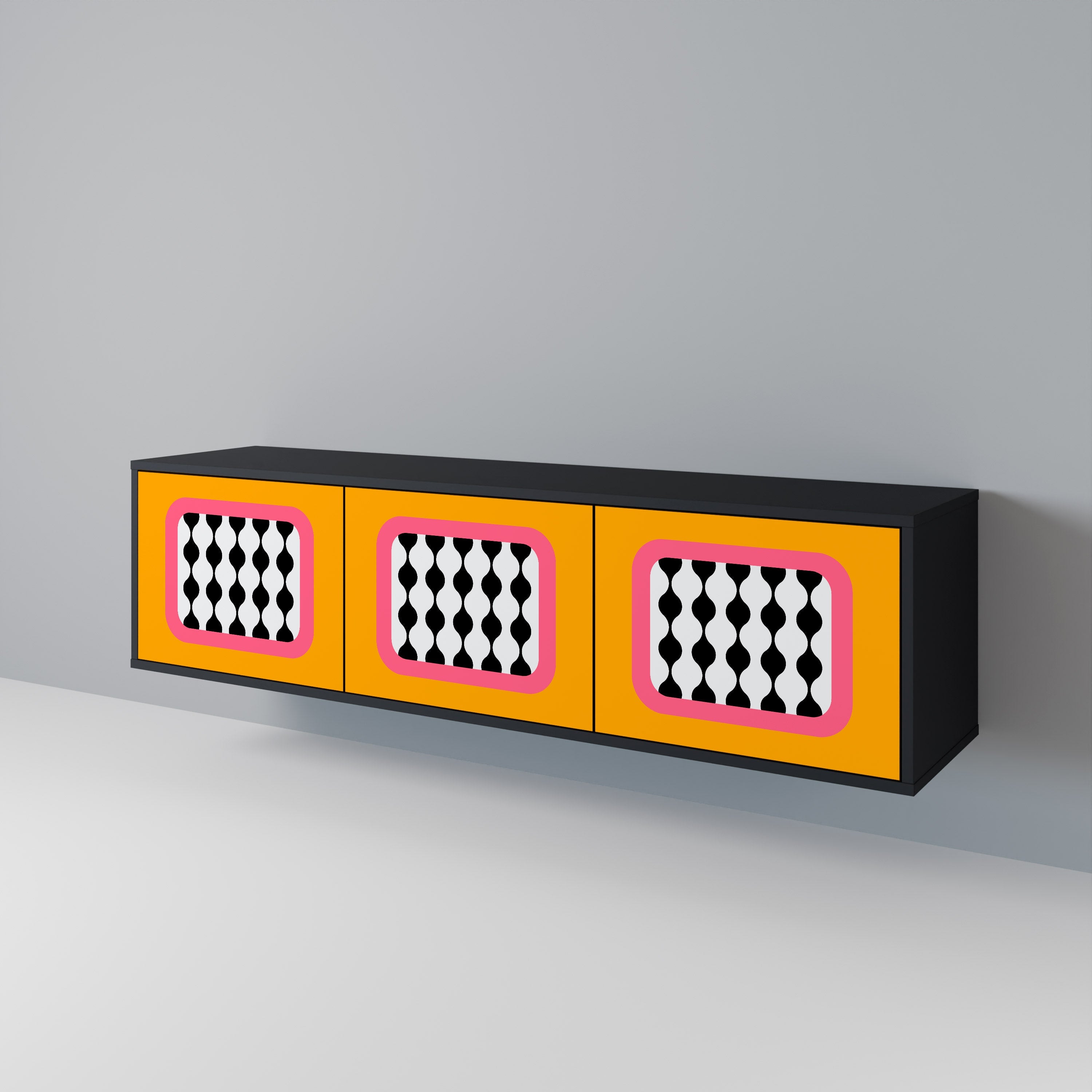 TEARS IN HEAVEN Móvel de TV com 3 Portas em Acabamento Preto