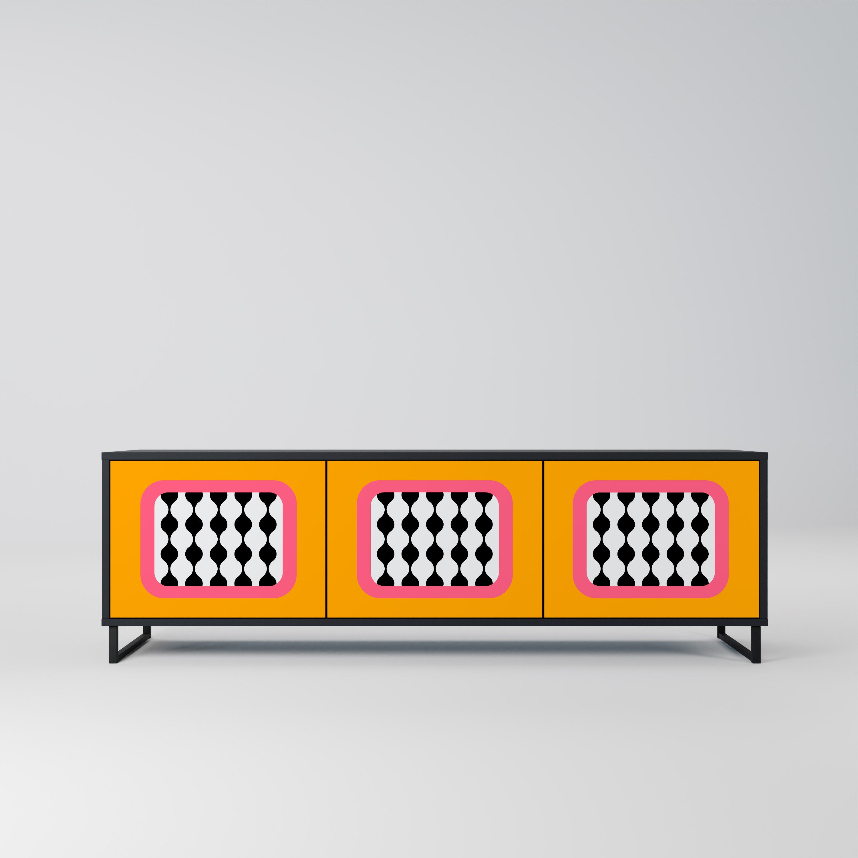 TEARS IN HEAVEN Móvel de TV com 3 Portas em Acabamento Preto