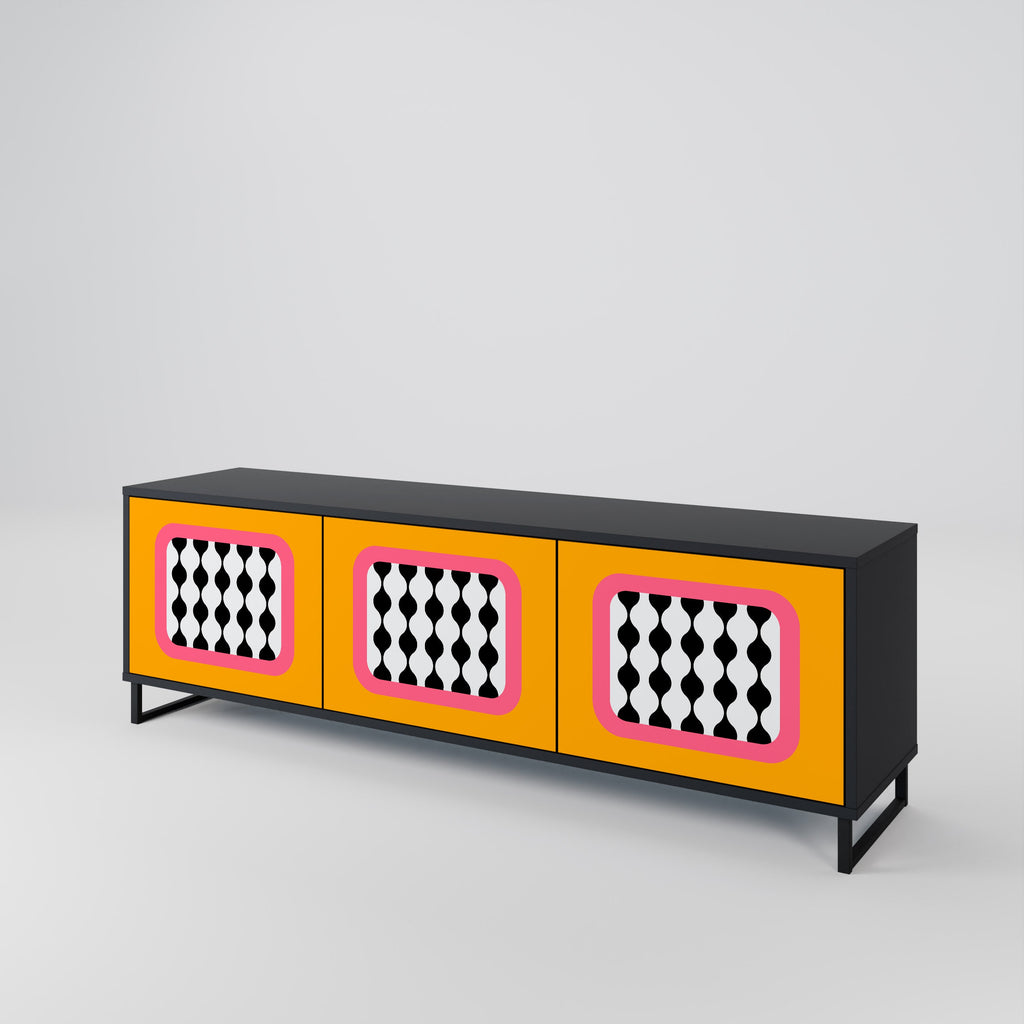 TEARS IN HEAVEN Móvel de TV com 3 Portas em Acabamento Preto