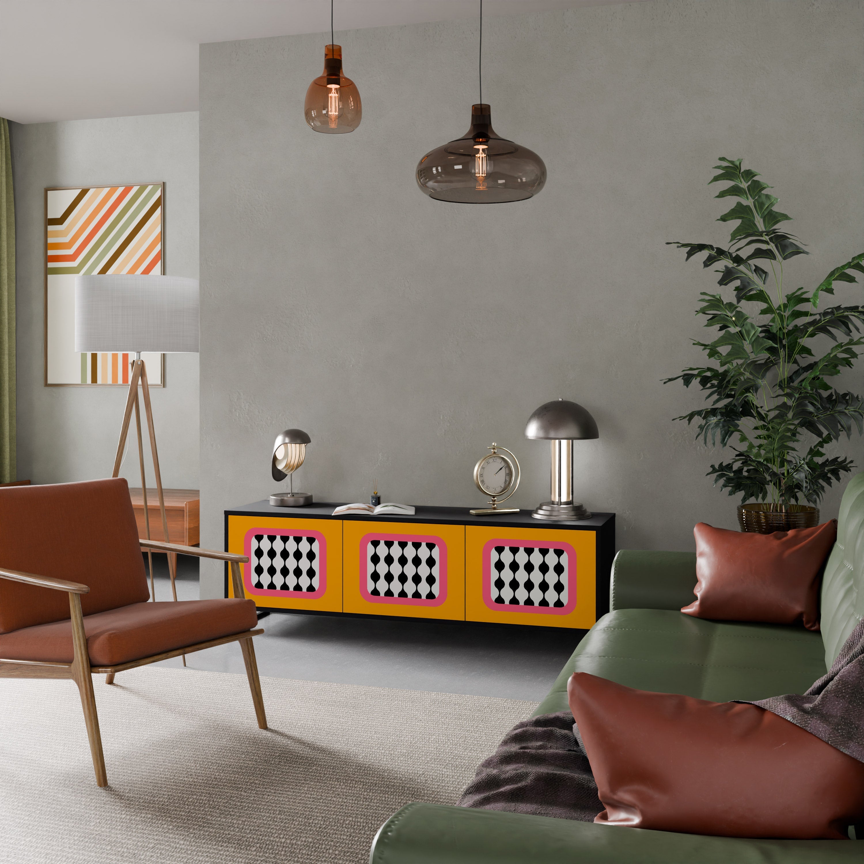 TEARS IN HEAVEN Móvel de TV com 3 Portas em Acabamento Preto